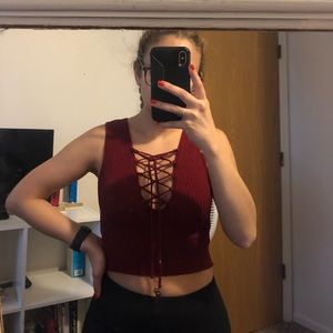 Ribbed Burgundy Crop Top